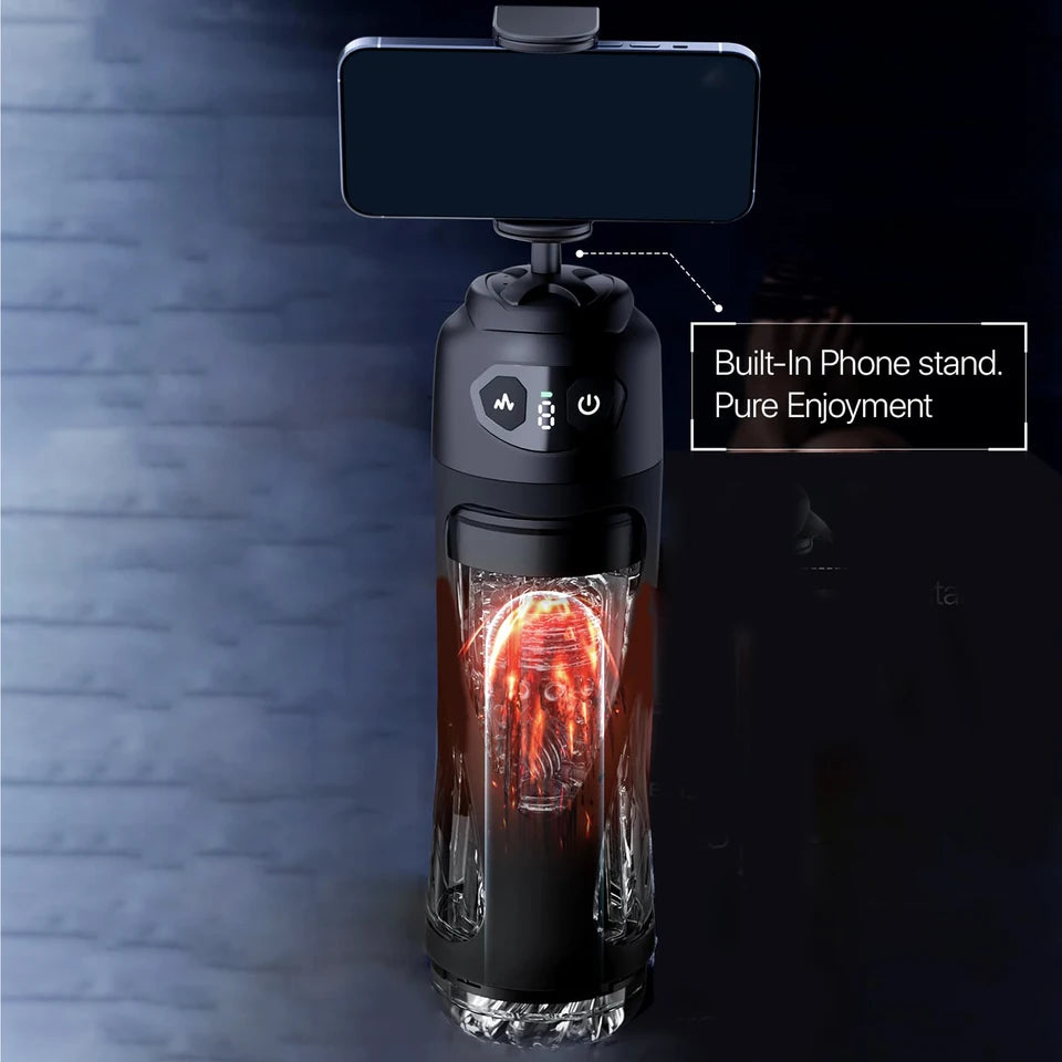2026 Automatic Licking Sucking Male Masturbator AI Sync Male Stroker Penis Pump Blowjob Adult Toy Pocket Pussy with Phone Holder