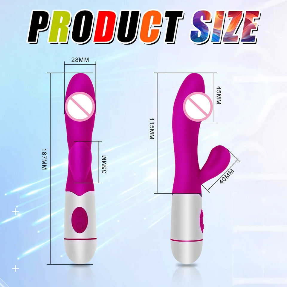 Rabbit Powerful Vibrating Massager Women's G-Spot Vagina Clitoral Nipple Stimulator Sex Toy for Sexy Adult Women Masturbation