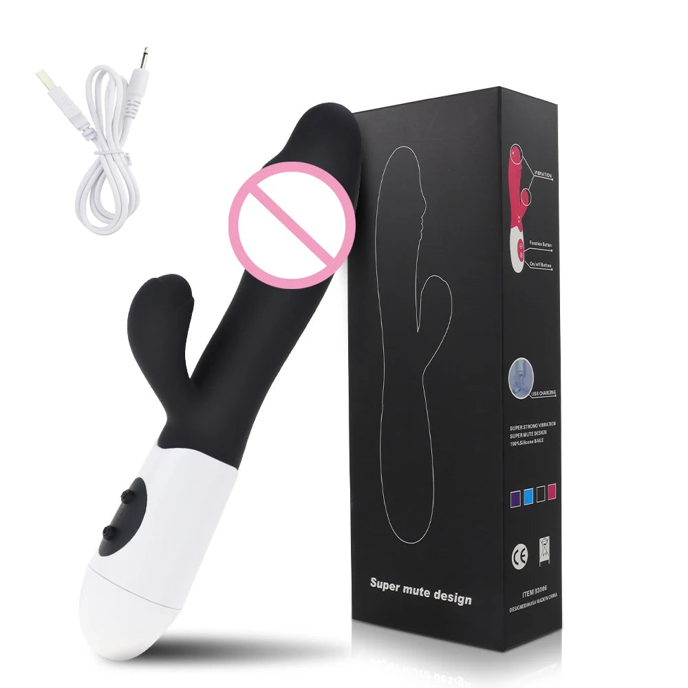 Rabbit Powerful Vibrating Massager Women's G-Spot Vagina Clitoral Nipple Stimulator Sex Toy for Sexy Adult Women Masturbation