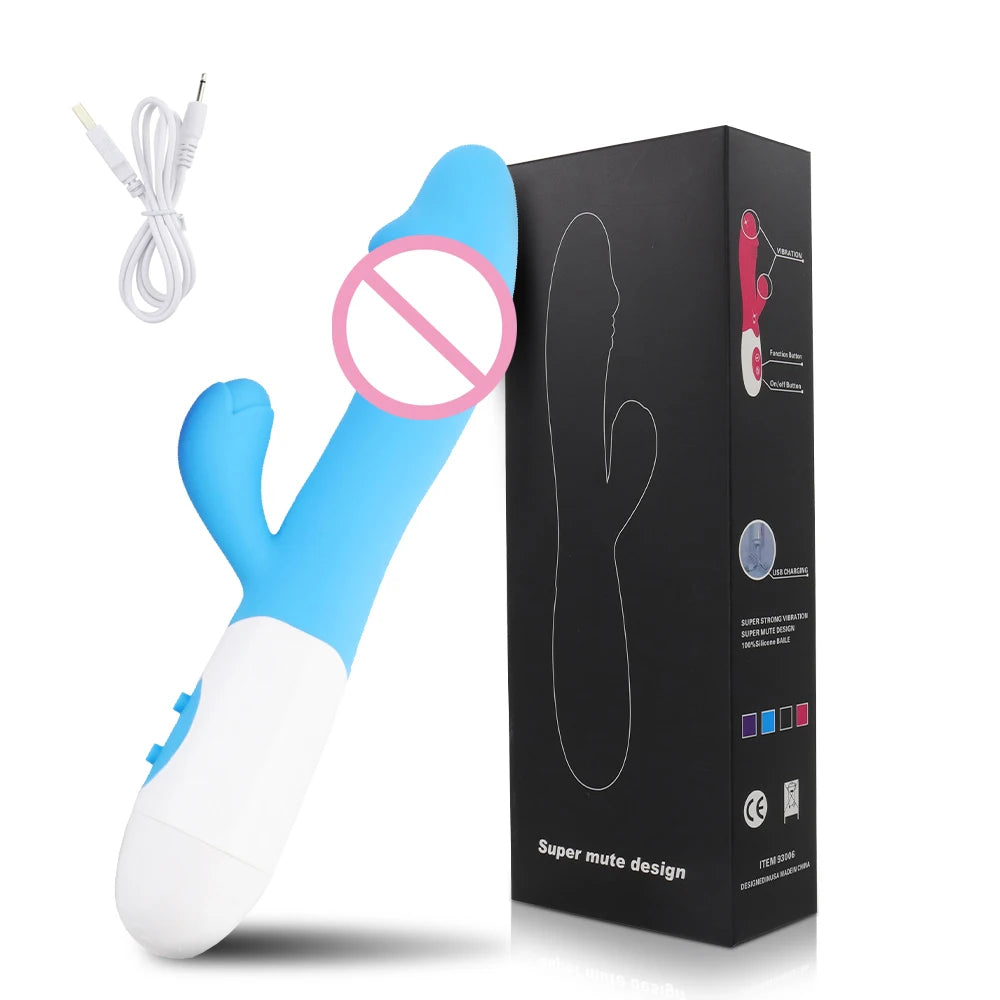 Rabbit Powerful Vibrating Massager Women's G-Spot Vagina Clitoral Nipple Stimulator Sex Toy for Sexy Adult Women Masturbation
