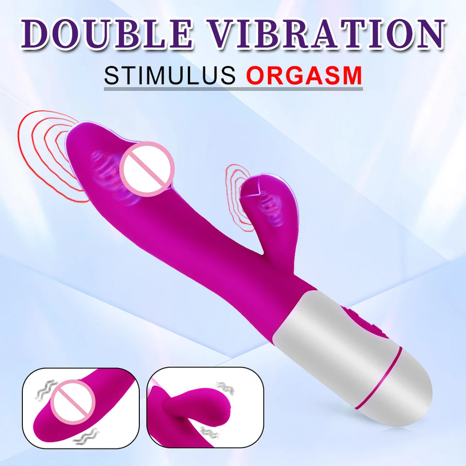 Rabbit Powerful Vibrating Massager Women's G-Spot Vagina Clitoral Nipple Stimulator Sex Toy for Sexy Adult Women Masturbation