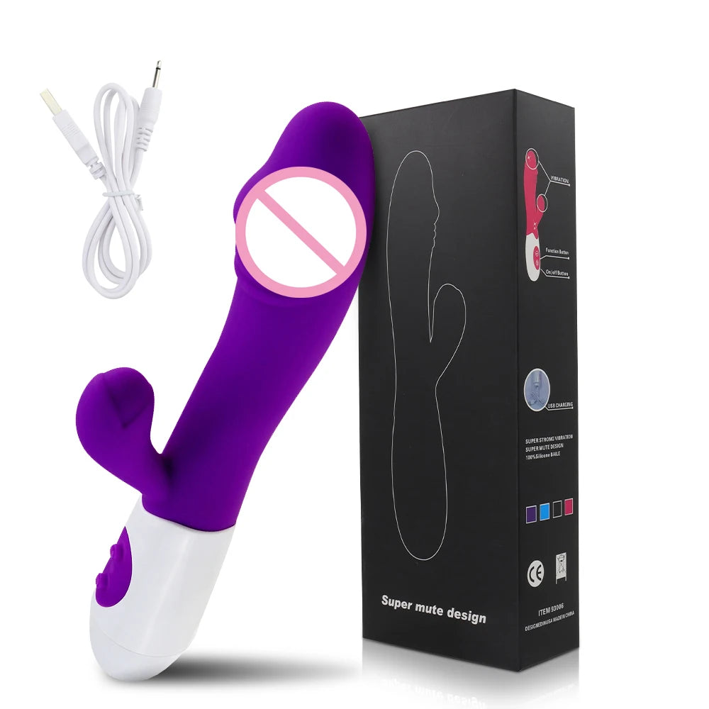Rabbit Powerful Vibrating Massager Women's G-Spot Vagina Clitoral Nipple Stimulator Sex Toy for Sexy Adult Women Masturbation