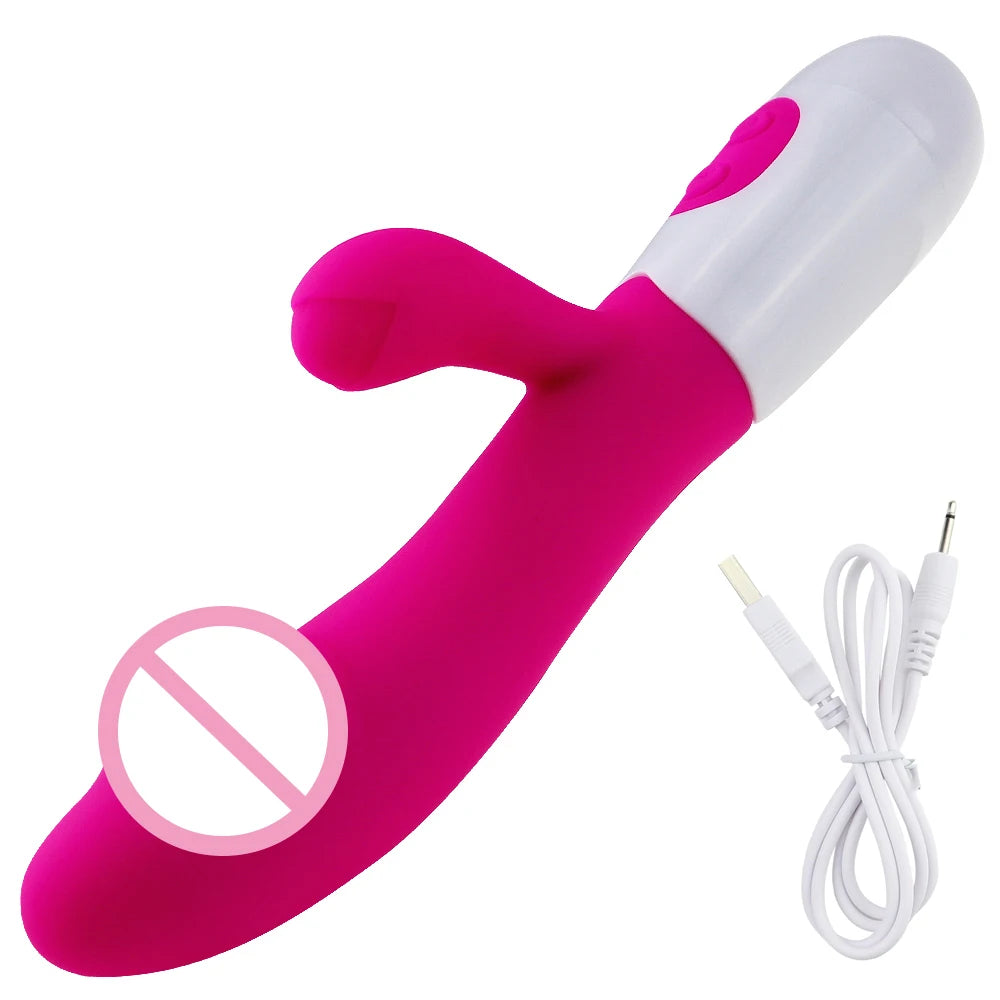 Rabbit Powerful Vibrating Massager Women's G-Spot Vagina Clitoral Nipple Stimulator Sex Toy for Sexy Adult Women Masturbation