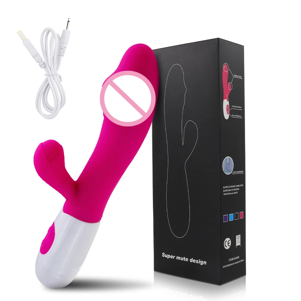 Rabbit Powerful Vibrating Massager Women's G-Spot Vagina Clitoral Nipple Stimulator Sex Toy for Sexy Adult Women Masturbation
